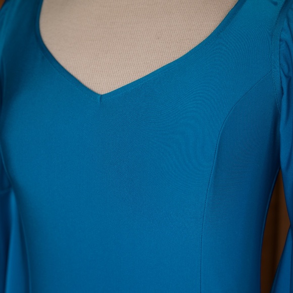 Vintage Handmade Turquoise Blue Ruffle & Tiered Maxi Dancing Dress Woman's M/L - Picture 8 of 16